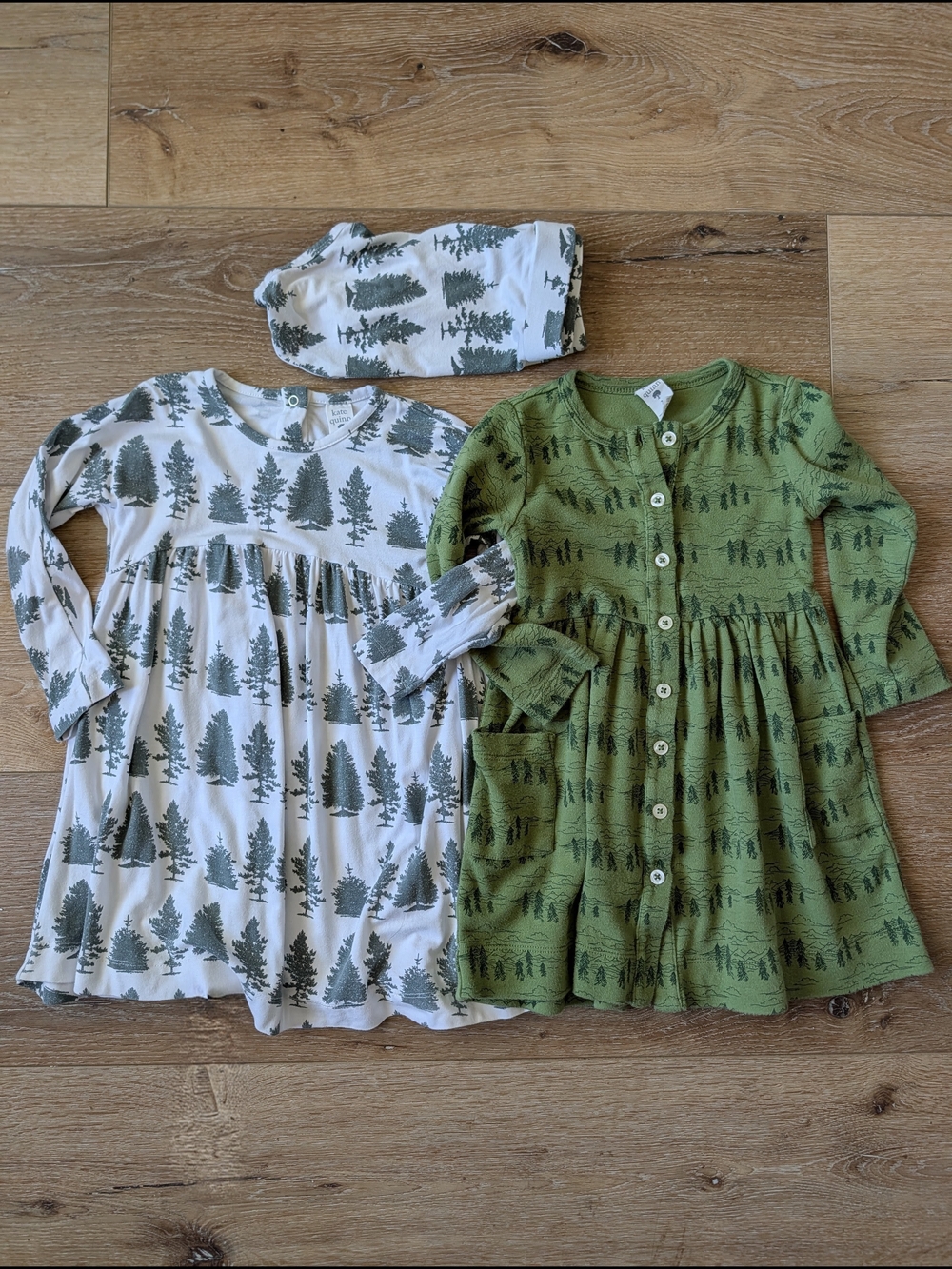 kate quinn Sz 2 Toddler Girls' Green Tree Trees Print Dress Lot With Shorts